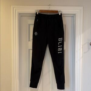 Black Joggers with Bold White Text